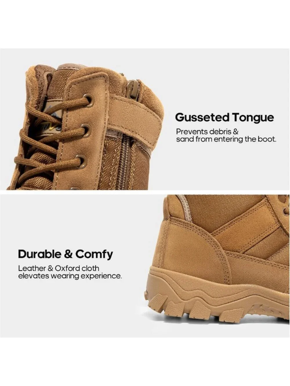 Men's Tactical Military Work Boots with Side Zipper | Durable, Waterproof